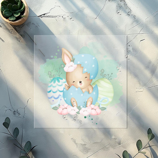 Bügelbilder für Textilien "Osterhase aus dem Osterei"