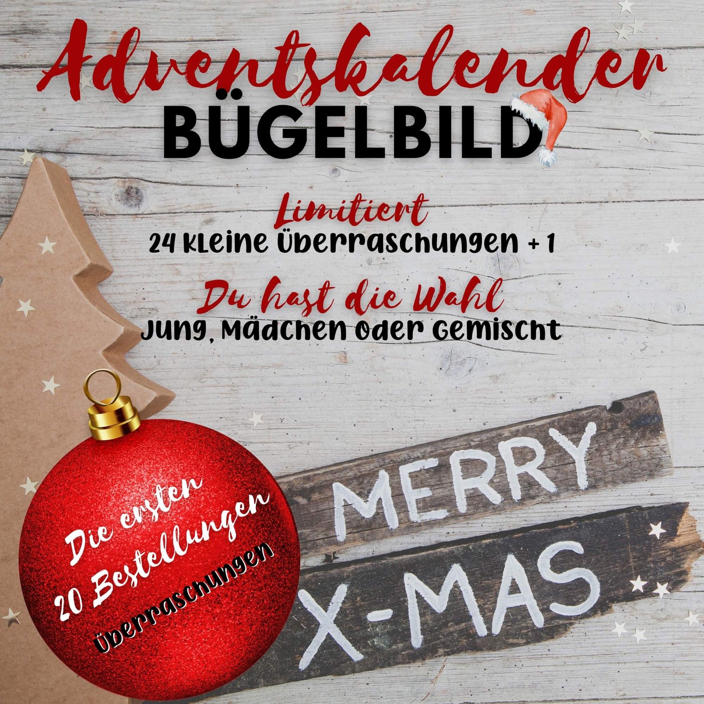 Adventskalender Bügelbild für Kinder