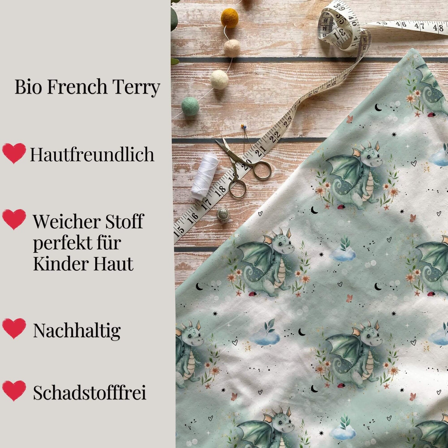 Raglan Sweatshirt Kinder "Drachen" – French Terry