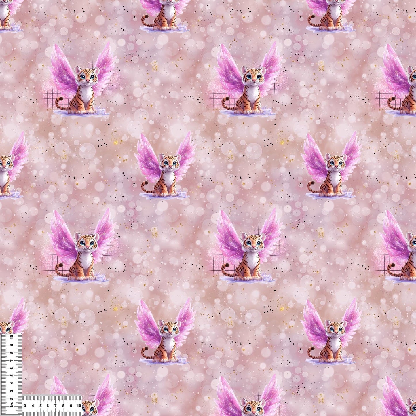 Jersey oder French Terry Stoff mit Tiger mit Flügel, Fantasy Stoff Motiv - Ideal für Kinderbekleidung und Accessoires