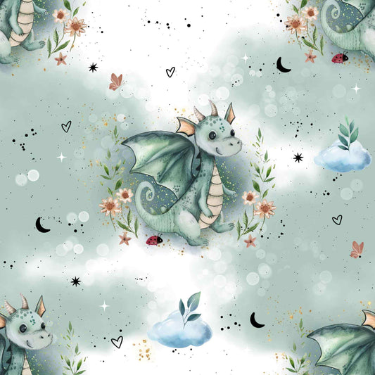 Rib Jersey "Drachen" - Stoffe Meterware