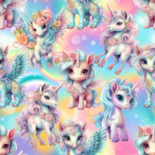 Jersey oder French Terry "Regenbogen Pegasus"