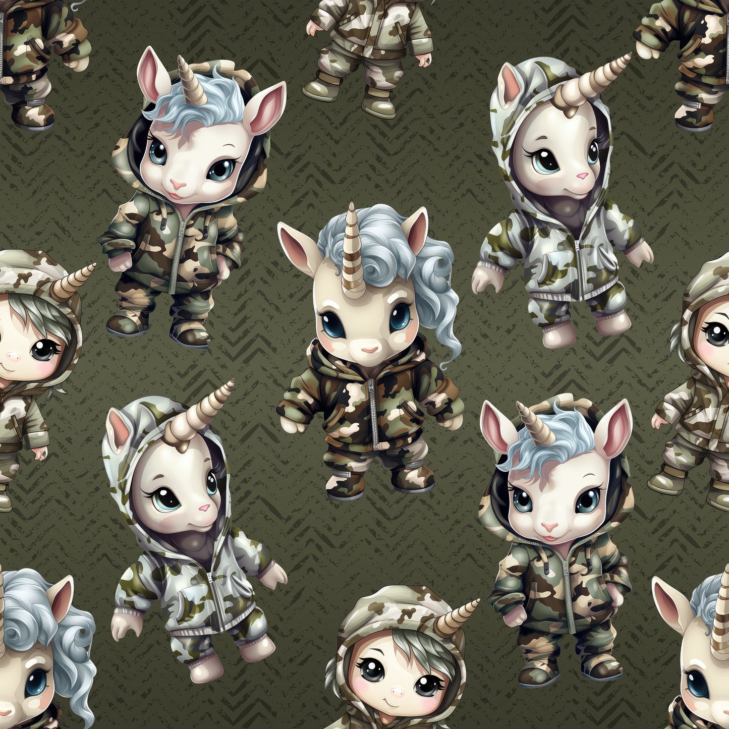 Jersey oder French Terry "Cooles Camo Einhorn" als Stoffe Meterware