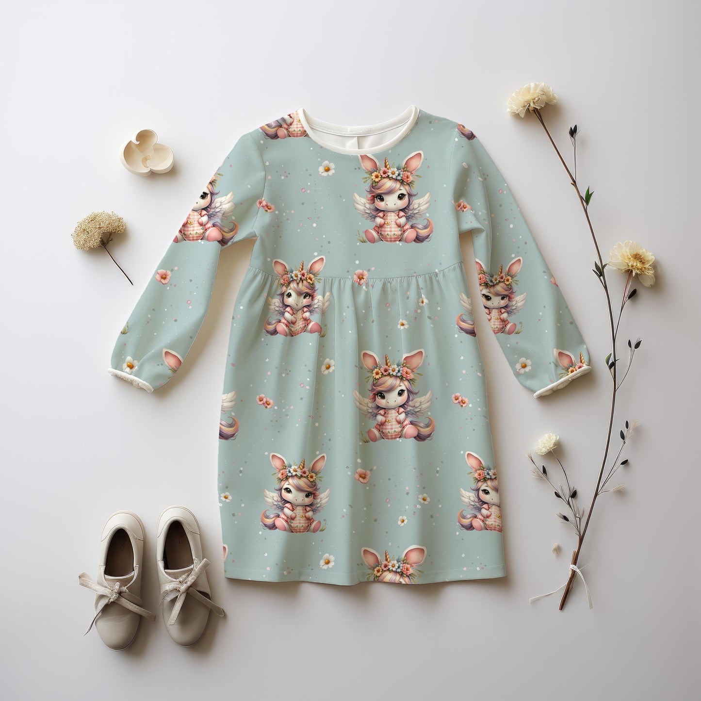 Osterstoffe Meterware "Einhorn" in blau - Jersey oder French Terry