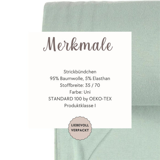 Bündchen Stoff in Schattengrün - Feinripp