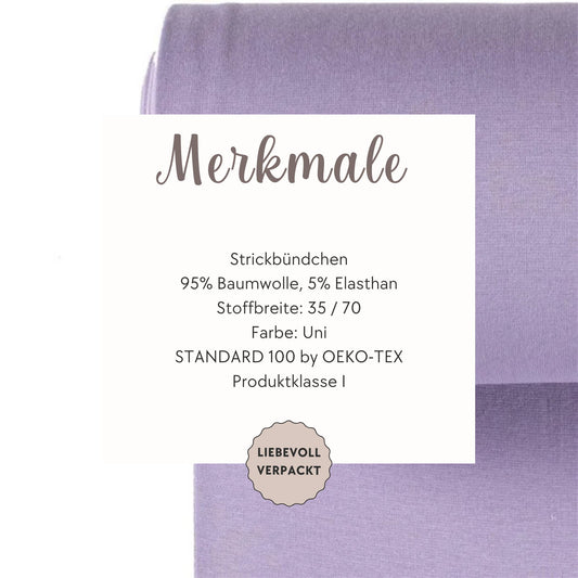 Bündchen Stoff in Flieder - Feinrip