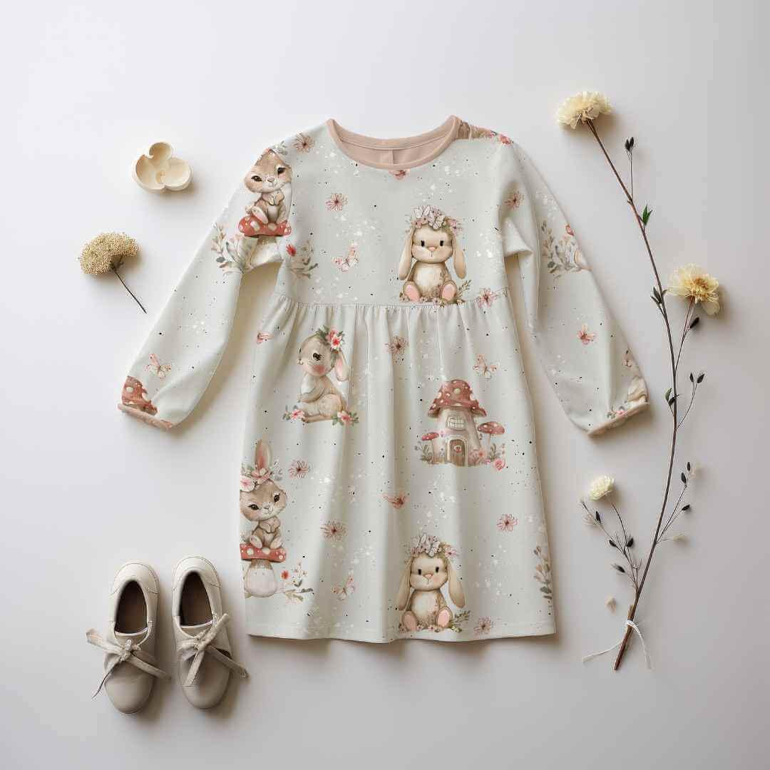 Meterware "Hase auf Pilzhaus" - Jersey oder French Terry