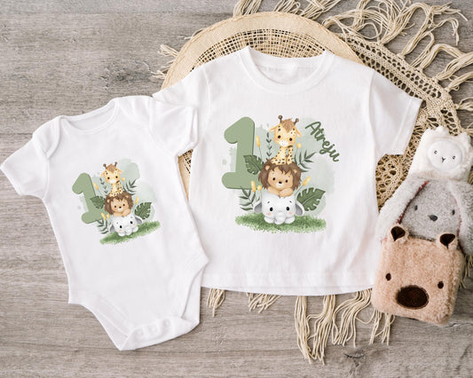 Personalisiertes Bügelbild Geburtstag mit Safari-Motiv