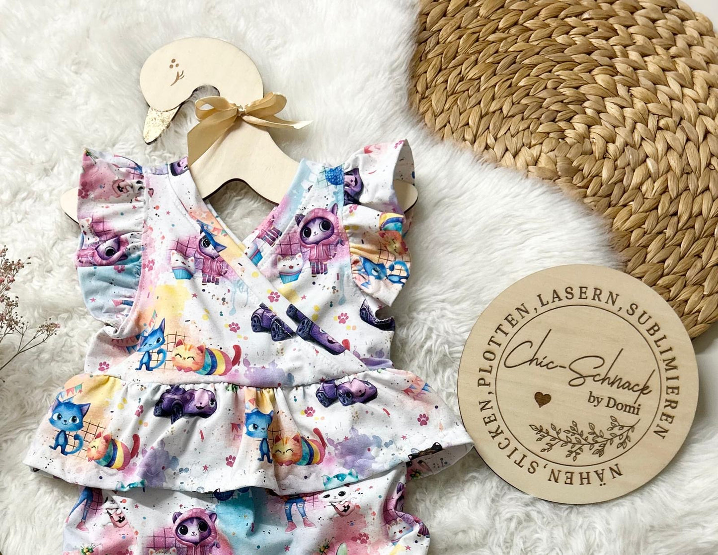 Stoffe Meterware „Regenbogen Katzenhaus" - Jersey oder French Terry