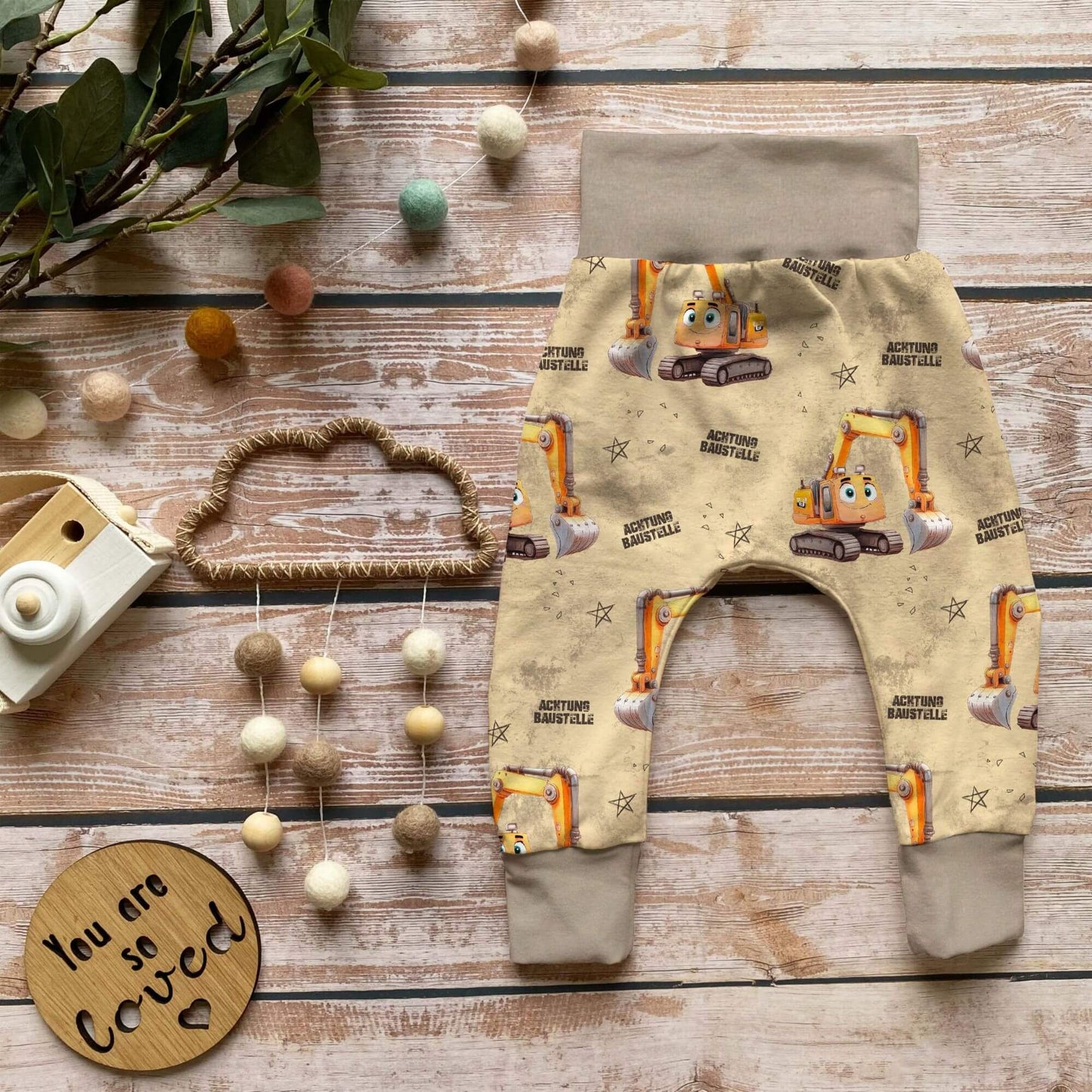 Jersey oder French Terry Meterware "Achtung Baustelle"