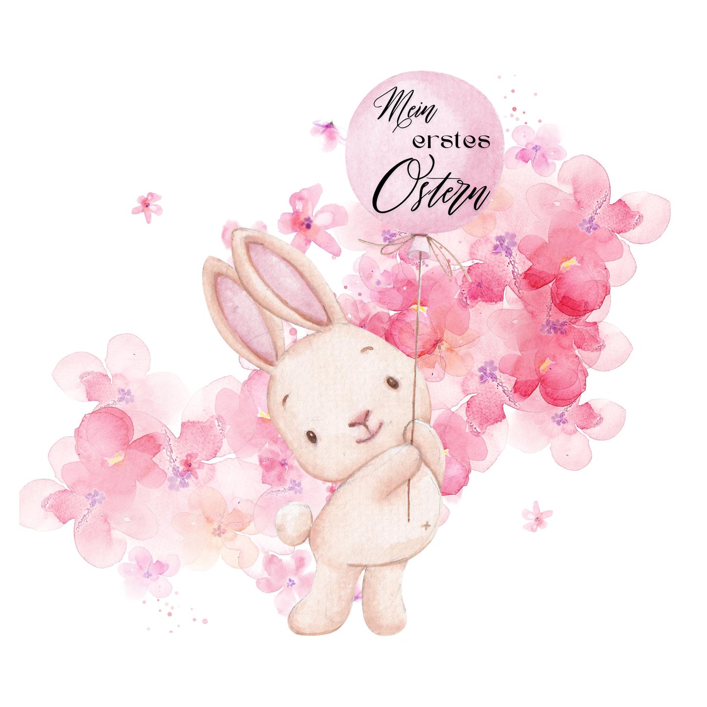 Bügelbilder für Textilien "Hase mit rosa Ballon" -Mein erstes Ostern