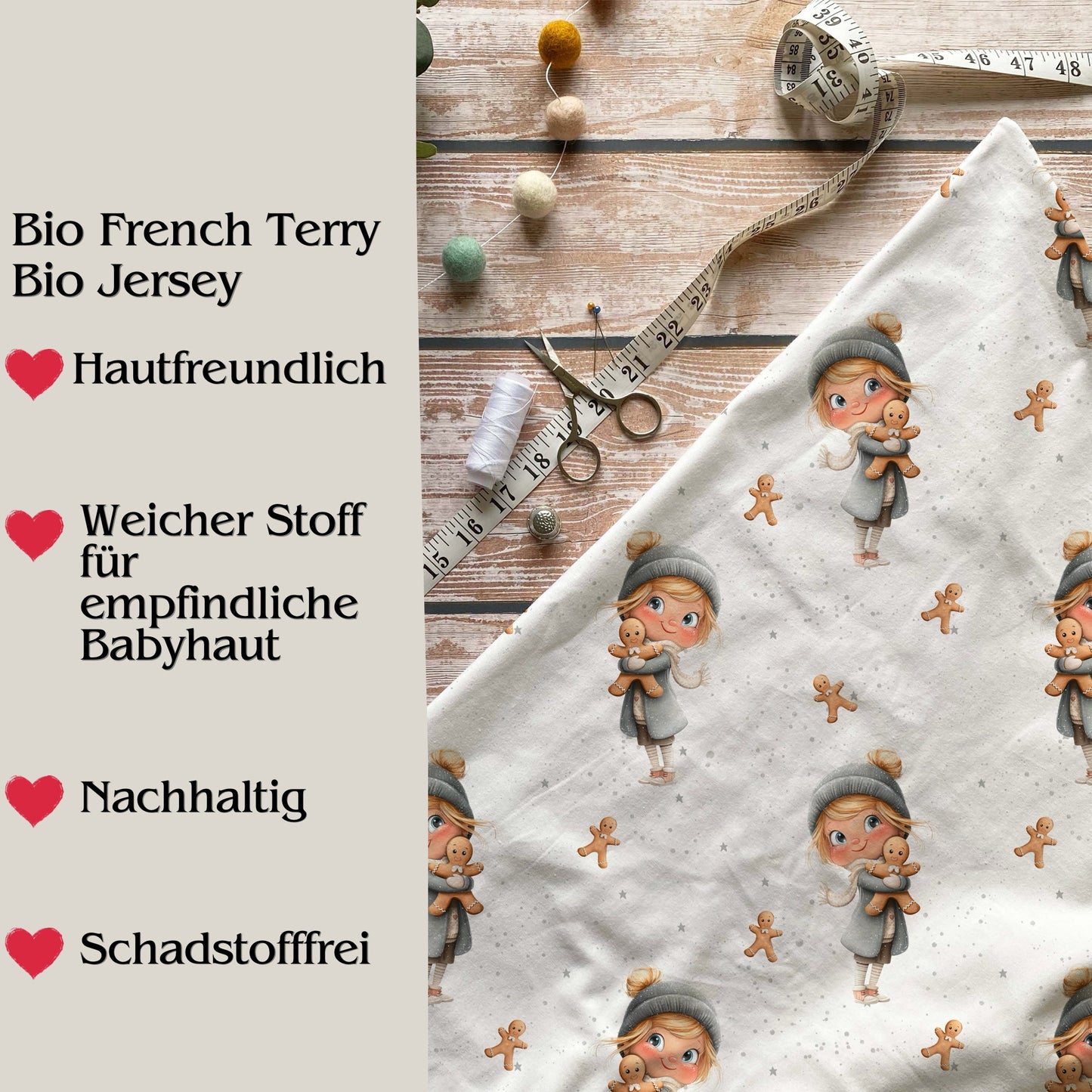 Jersey | Rib Jersey | French Terry "Lebkuchenliebe“ Girl Edition - Kinderstoff
