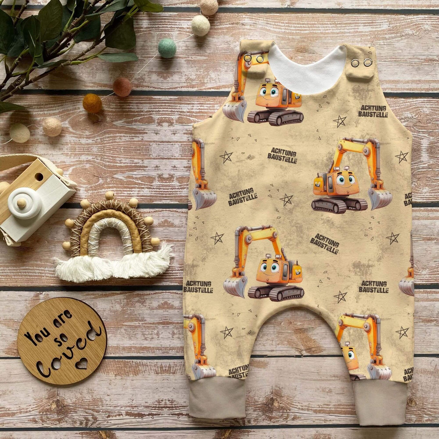 Jersey oder French Terry Meterware "Achtung Baustelle"