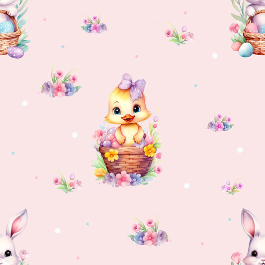 Stoffe Meterware "Hase & Küken" in blau - Jersey oder French Terry