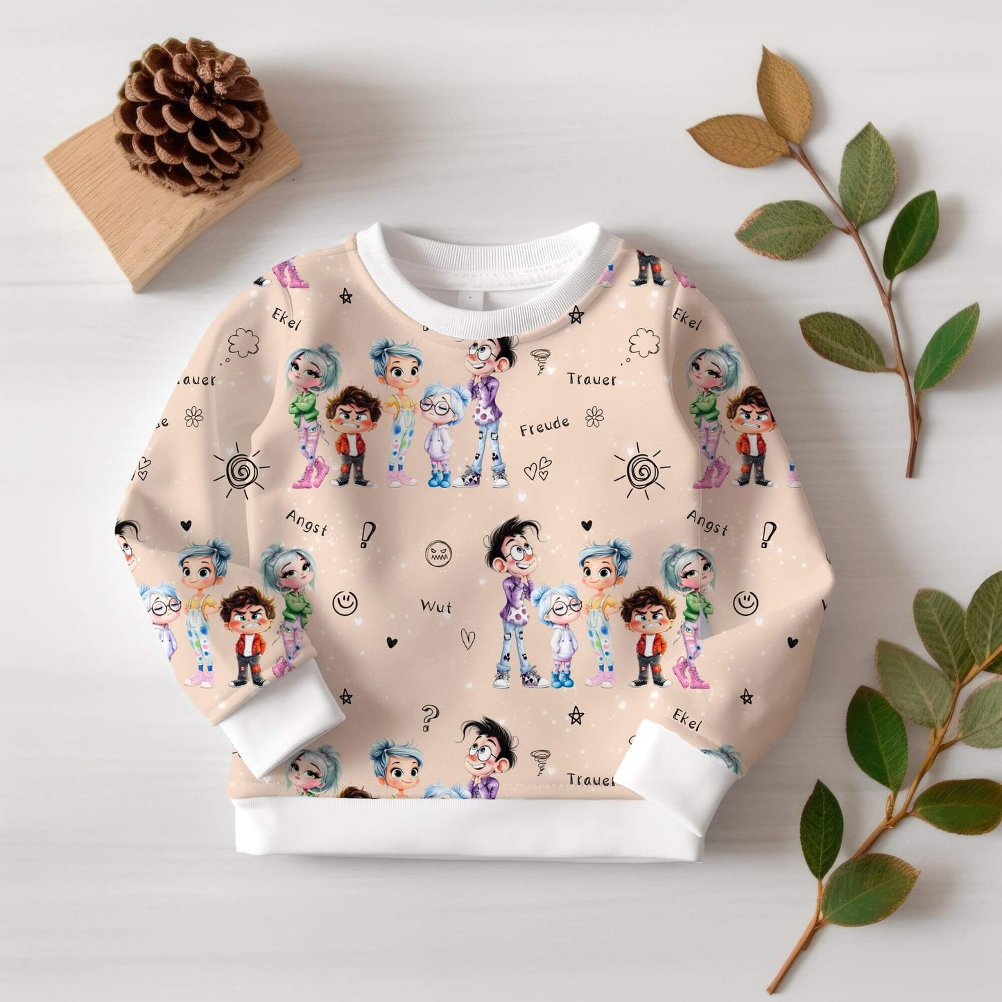 Kinderstoff „Emotionen“ aus Bio Jersey – perfekt für Baby-Outfits und Pullover zum Selbernähen
