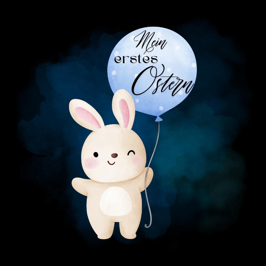 Bügelbilder für Textilien "Hase mit blauen Ballon" -Mein erstes Ostern