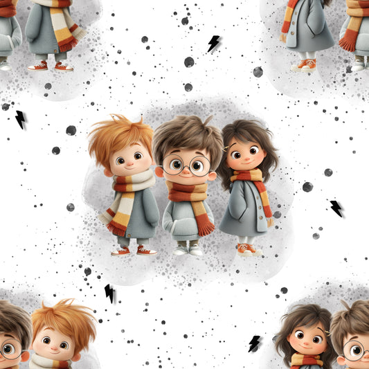 French Terry Stoffe " Zauberer" weiß - 0,5m