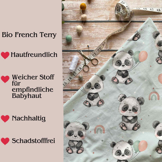 Handmade Babystrampler "Panda"in altrosa