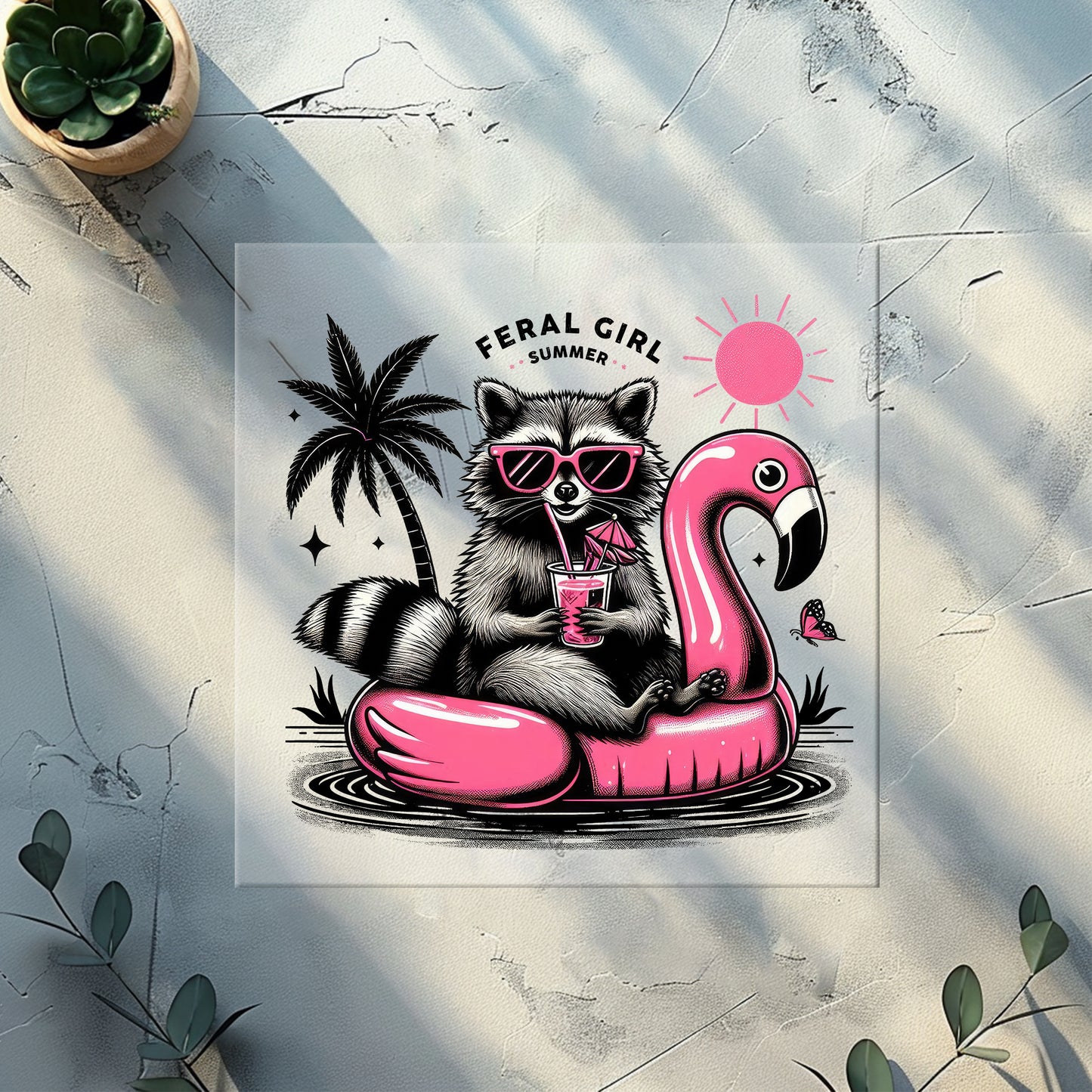 Bügelbilder für Textilien "Waschbär Pool Party"