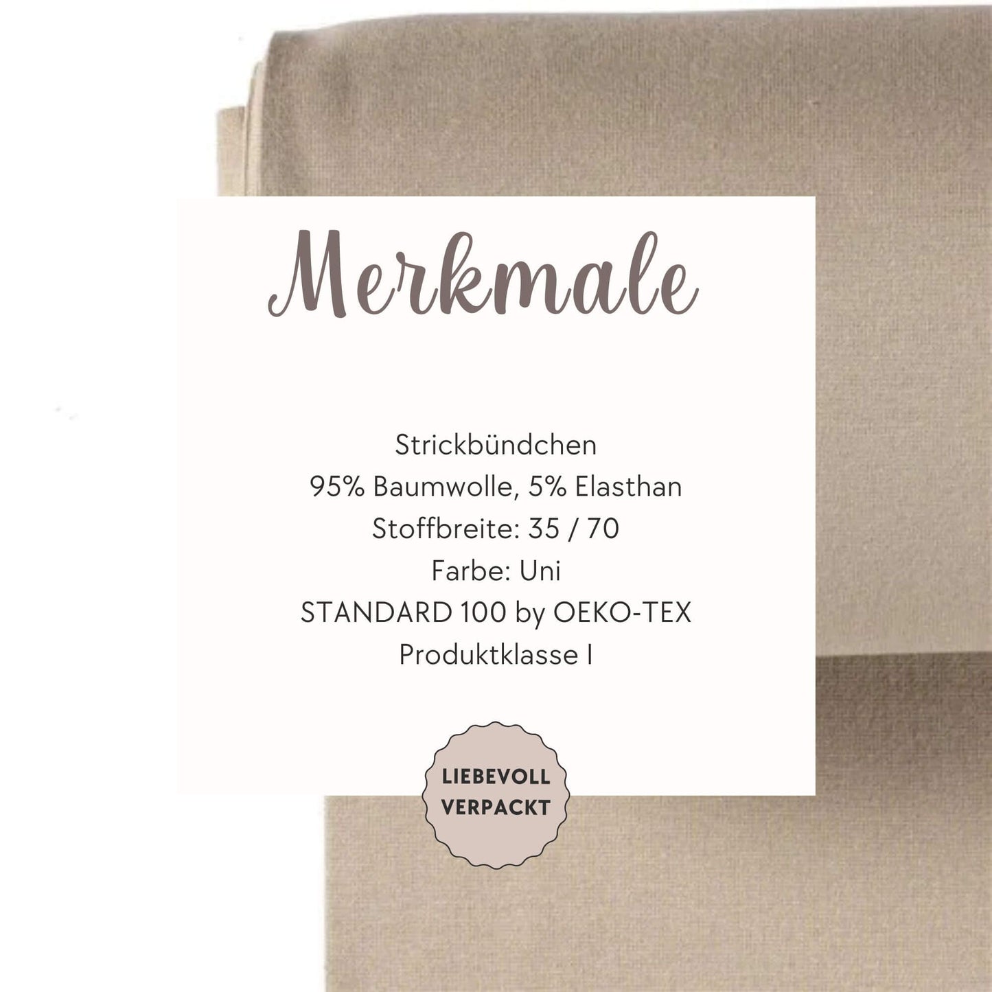 Bündchen Stoff in Beige - Feinripp