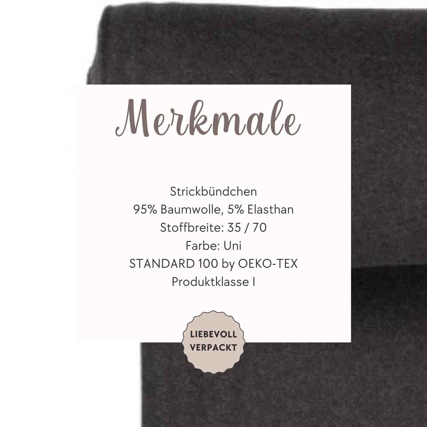 Bündchen Stoff in dunkel Grau meliert- Feinripp