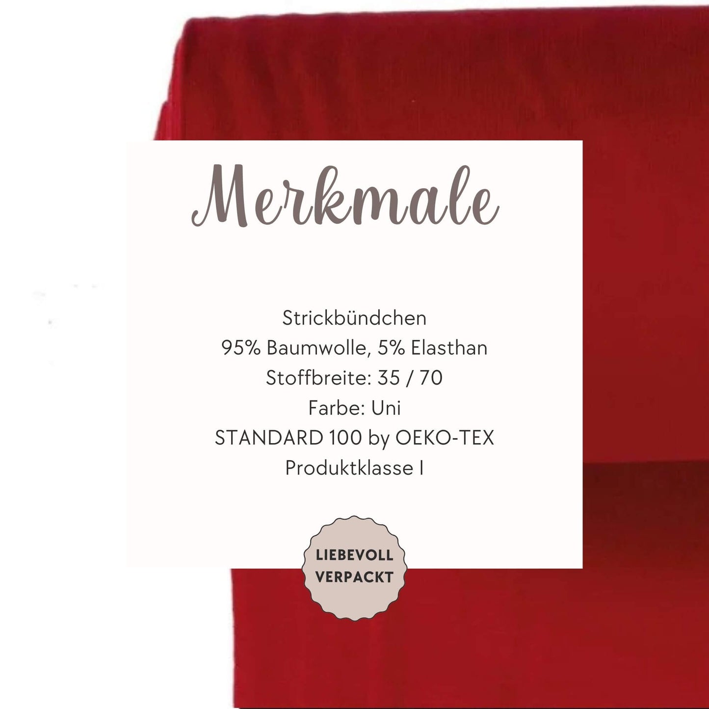 Bündchen Stoff in Rot - Feinripp