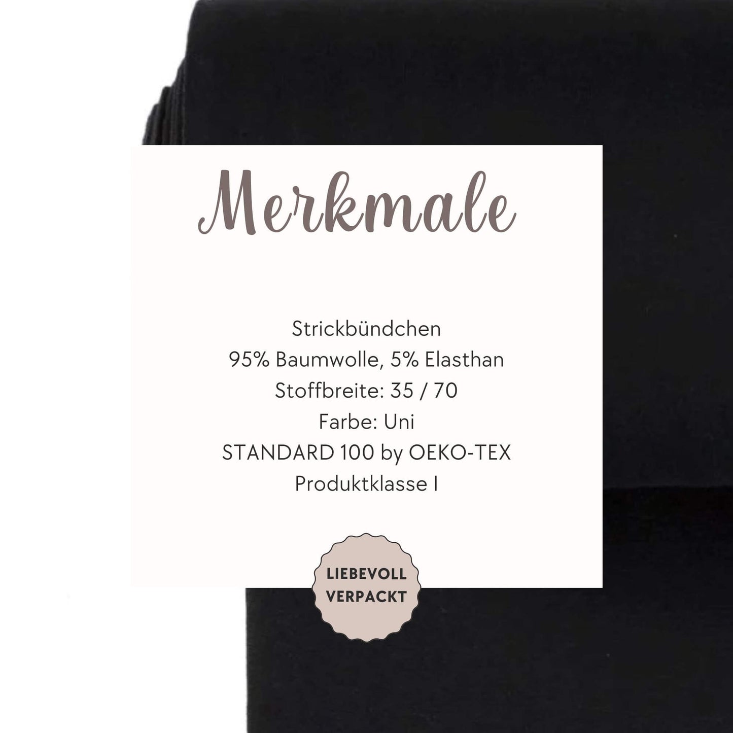Bündchen Stoff in Schwarz - Feinripp