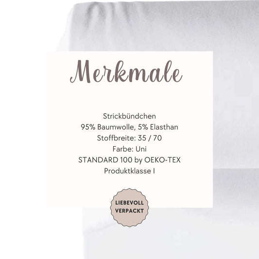 Bündchen Stoff in Weiß - Feinripp