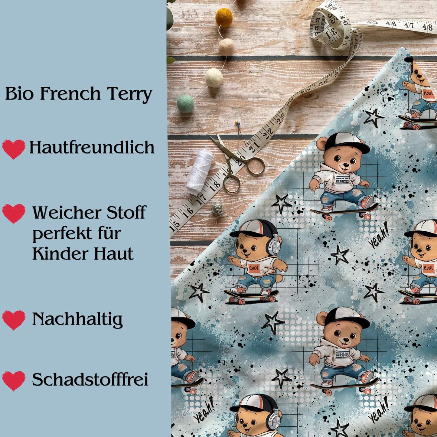 Sweatshirt Kinder "Skater Bär" - French Terry