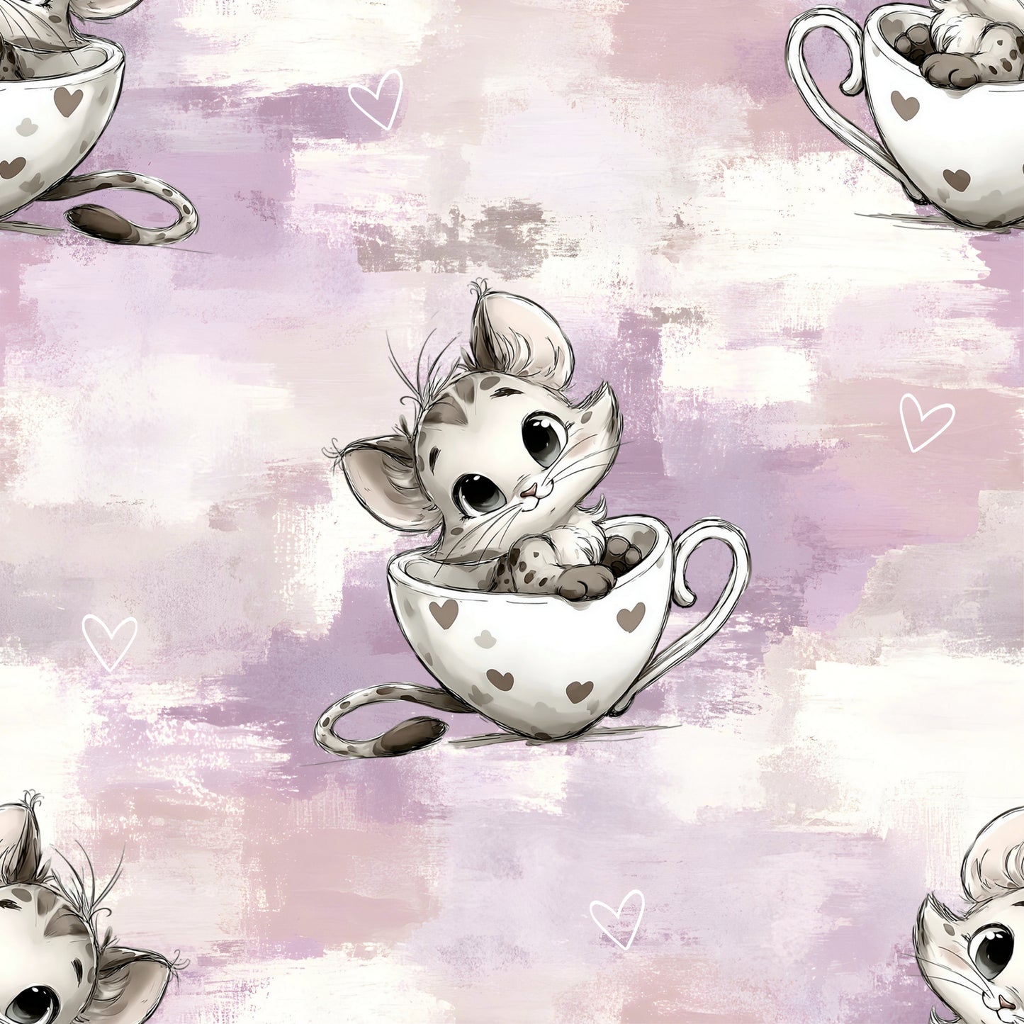 Cappuccino Cat | Katzen Stoff Meterware | Kinderstoff