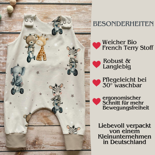 Handmade Baby Strampler "kleine Abenteurer" - beige