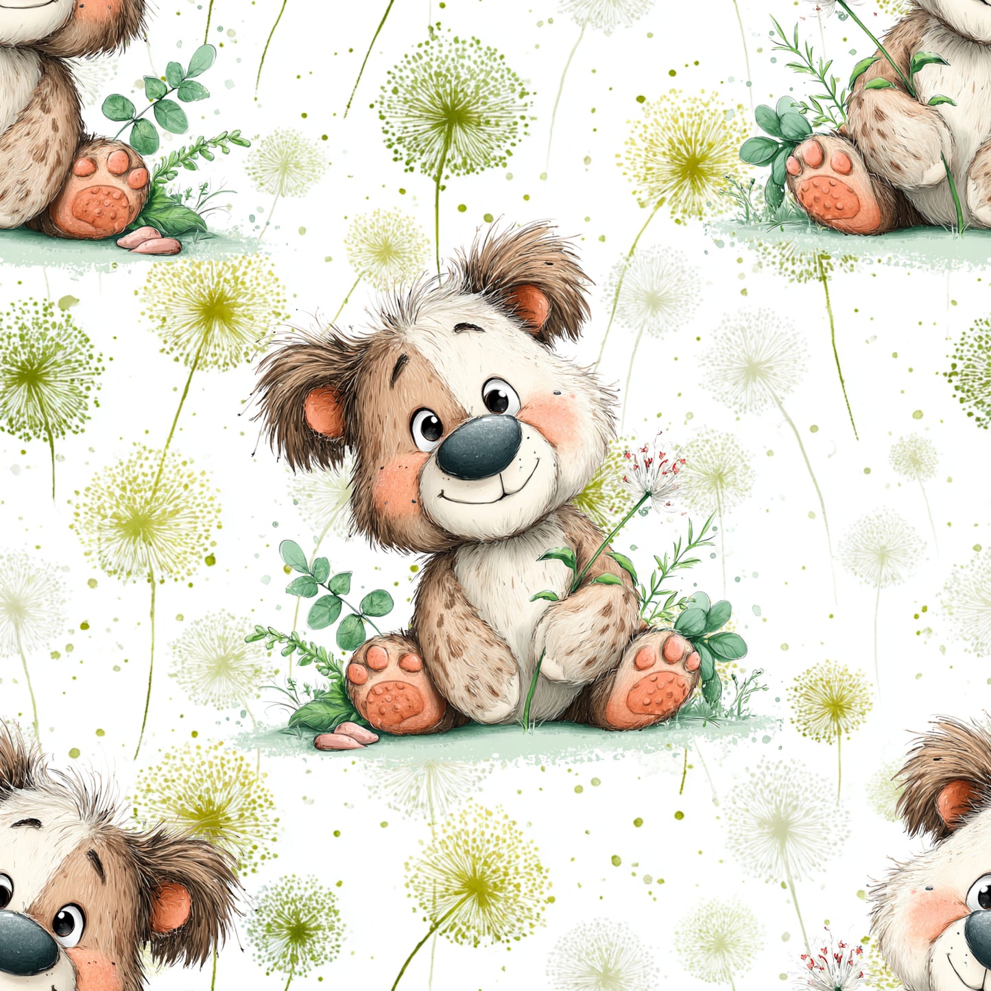 Kleiner Pustebär | Bär Stoff Meterware | Kinderstoff