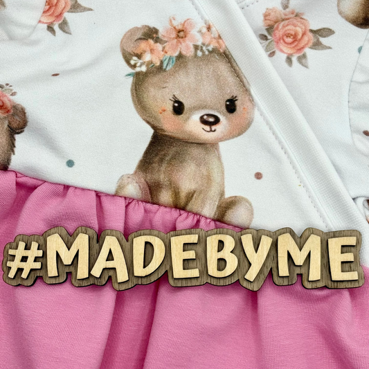 Handmade Baby Wickelkleid "kleine Bären" mit rosa