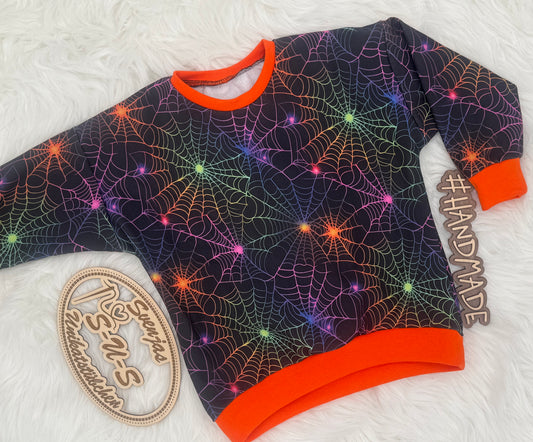 Jersey oder French Terry Neon Halloween "Spinnennetz"