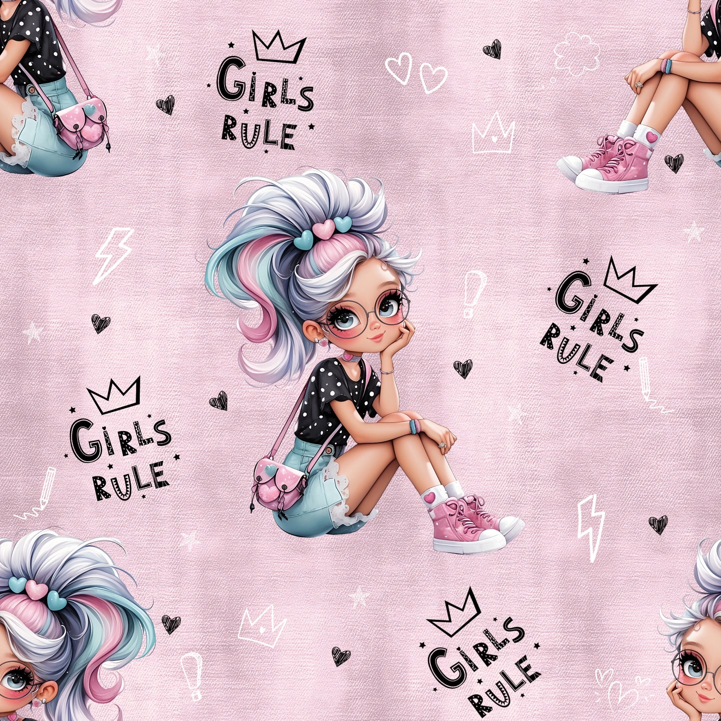 Stoffe Meterware „Girls Rule" - Jersey oder French Terry