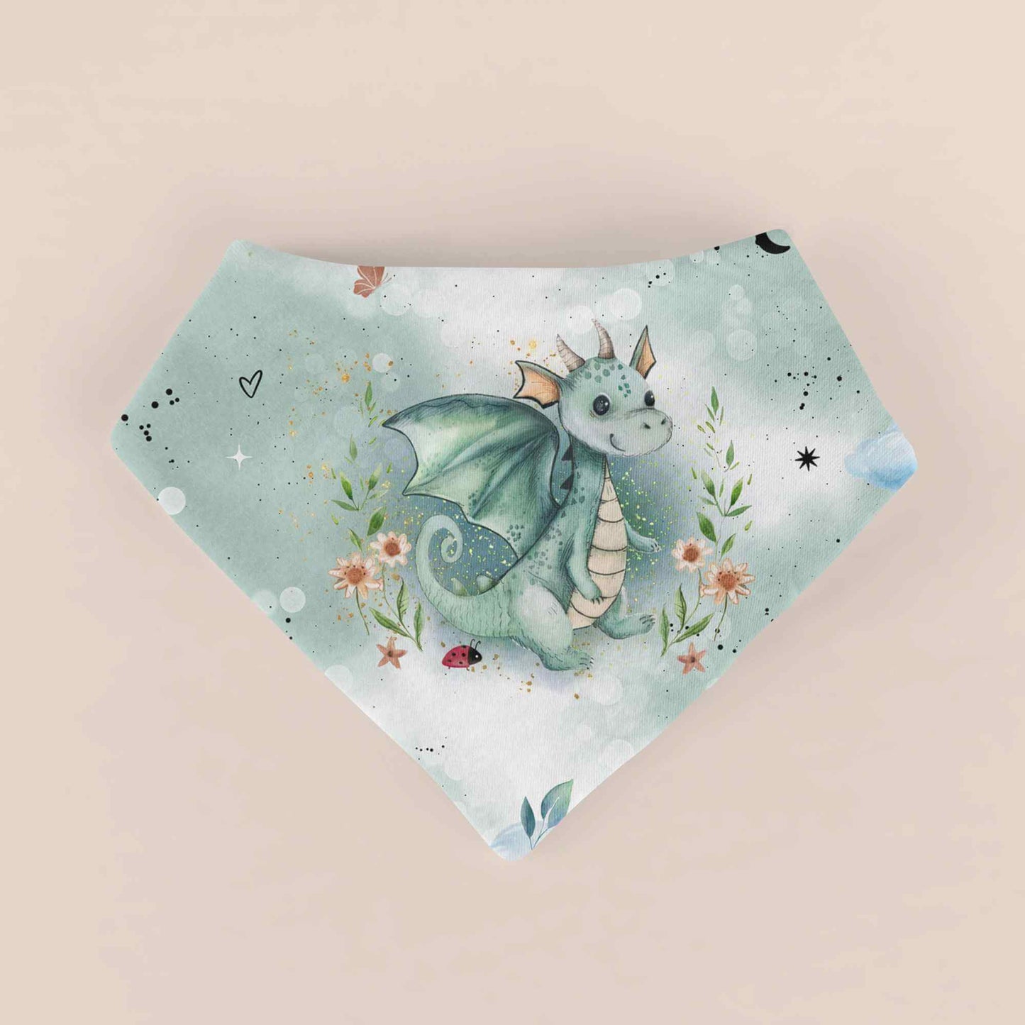 Handmade Halstuch für Baby´s "Drache" mint - personalisierbar
