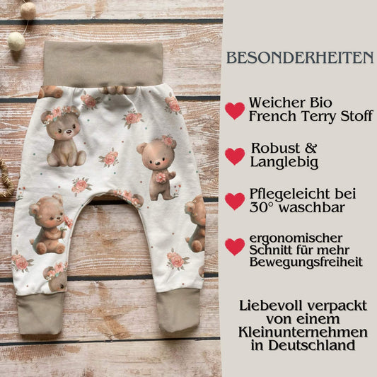 Handmade Pumphose "kleine Bären" - beige