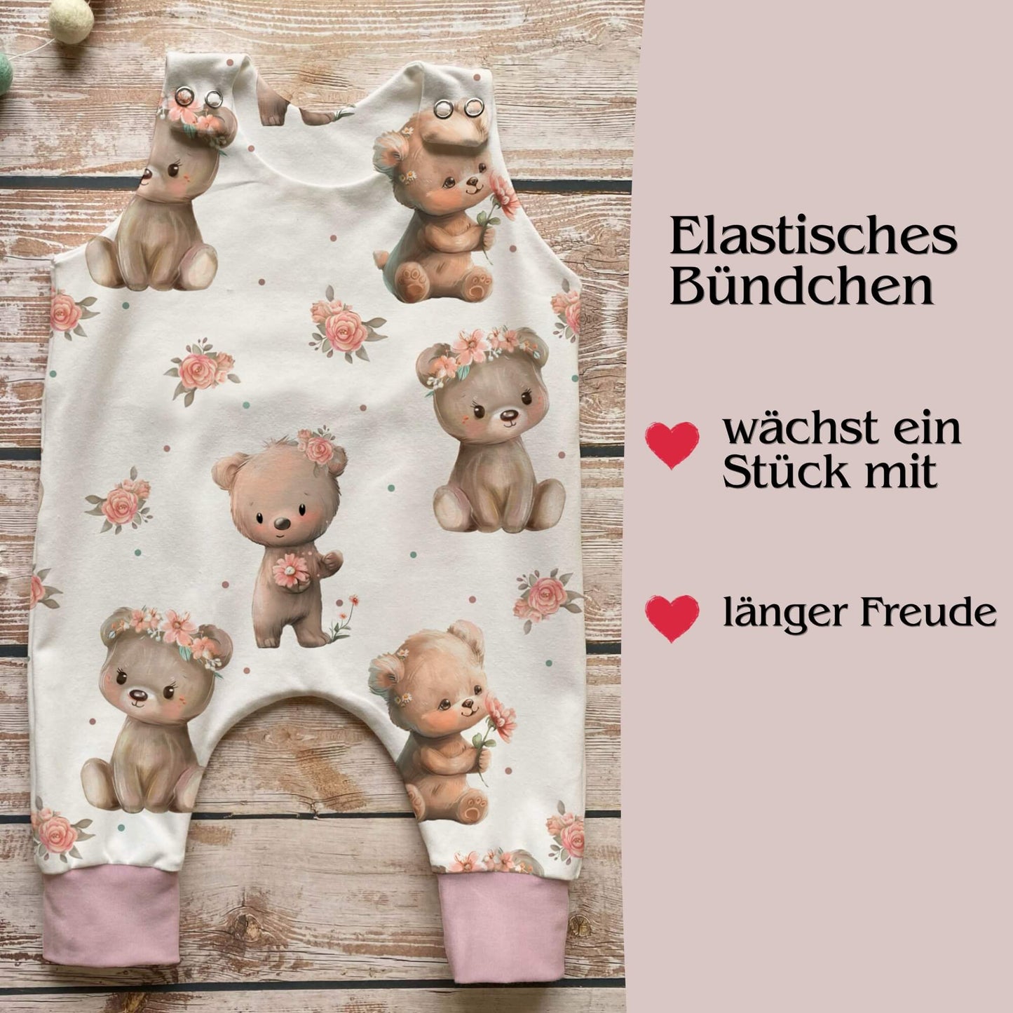 Handmade Babystrampler "kleine Bären" - rosa