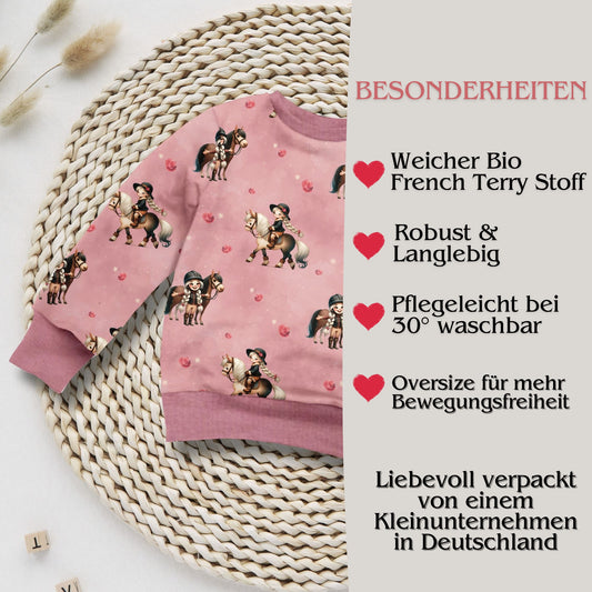 Sweatshirt Kinder "Mädchen & Pferd" altrosa – French Terry
