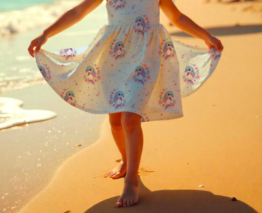 Drehkleid „Delfine" aus French Terry