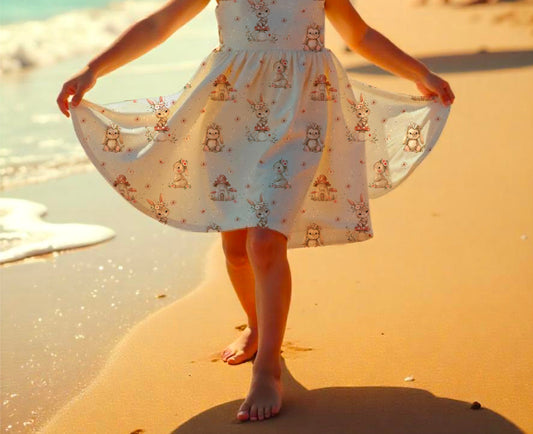 Drehkleid „Hase Blumenkranz" aus French Terry