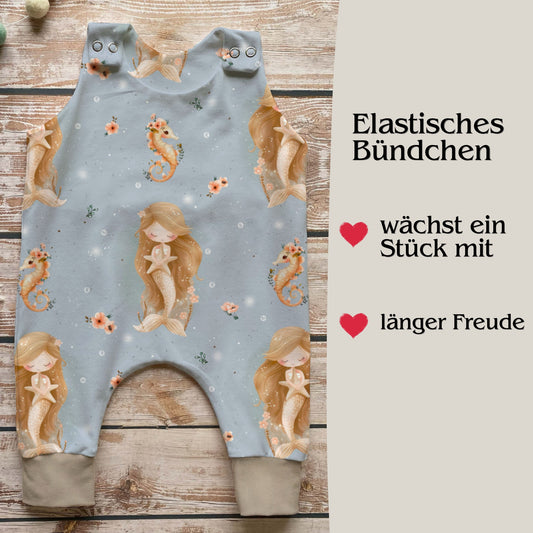 Handmade Baby Strampler "Meerjungfrau" - beige