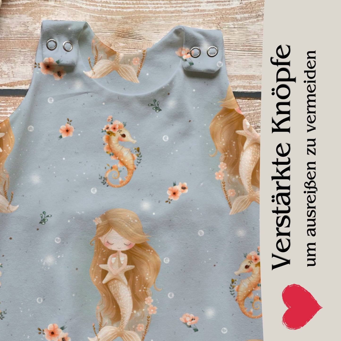 Handmade Baby Strampler "Meerjungfrau" - beige