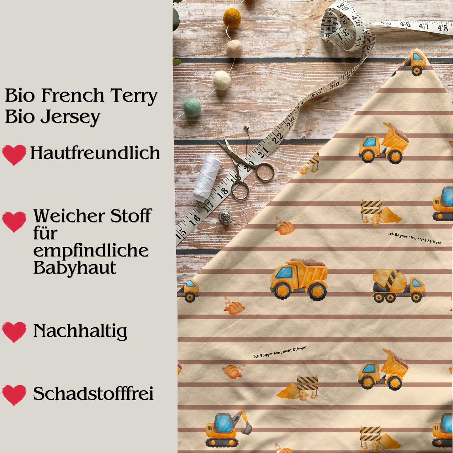 Stoffe Meterware "Bagger" - Jersey oder French Terry