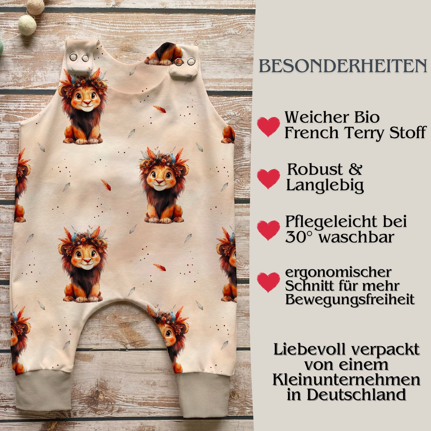 Handmade Baby Strampler "Löwe"