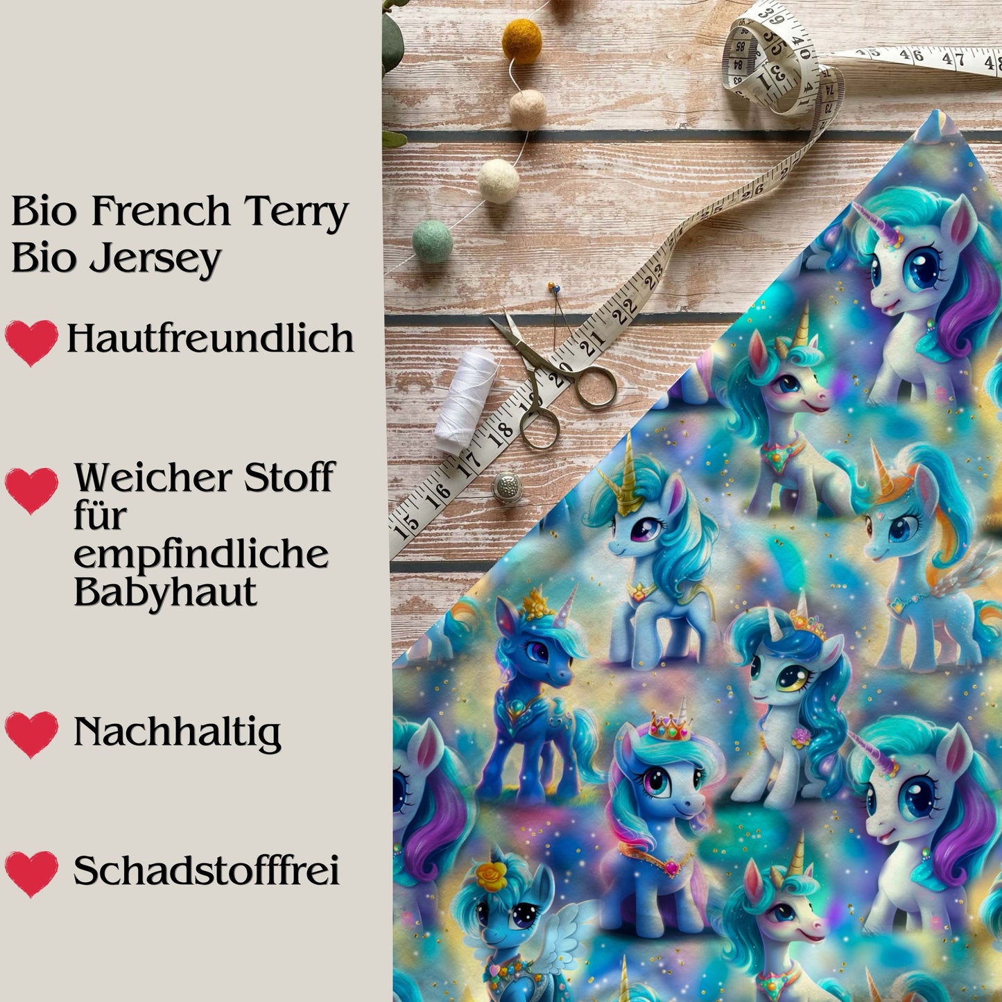 Stoffe Meterware "kleine Ponys" - Jersey oder French Terry
