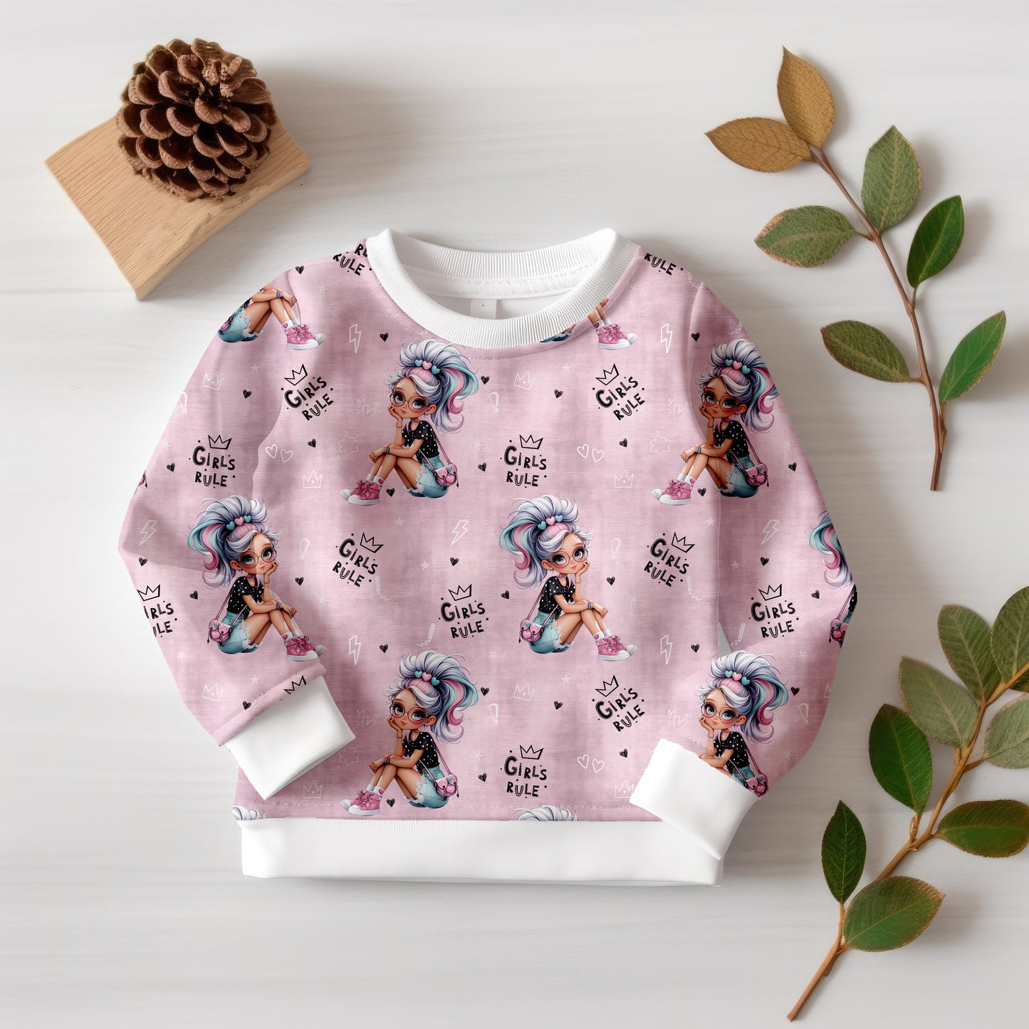 Stoffe Meterware „Girls Rule" - Jersey oder French Terry