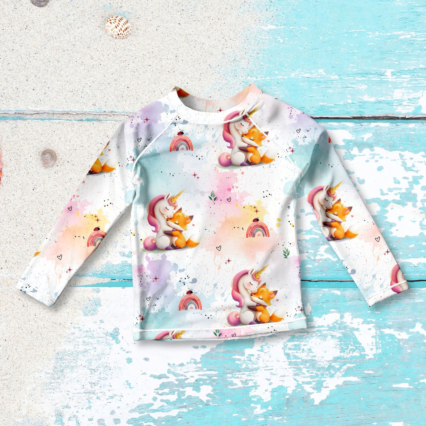 Lycra Stoffe Meterware "Einhorn & Fuchs" UV 50+