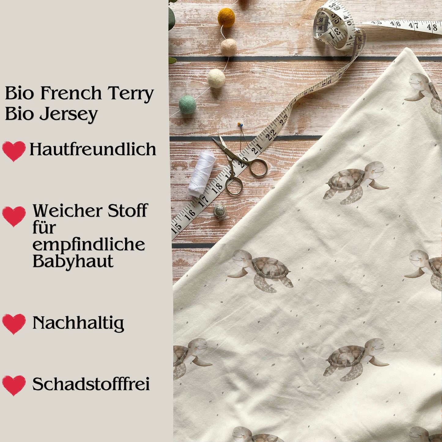 Stoffe Meterware "Schildkrötenliebe" - Jersey oder French Terry