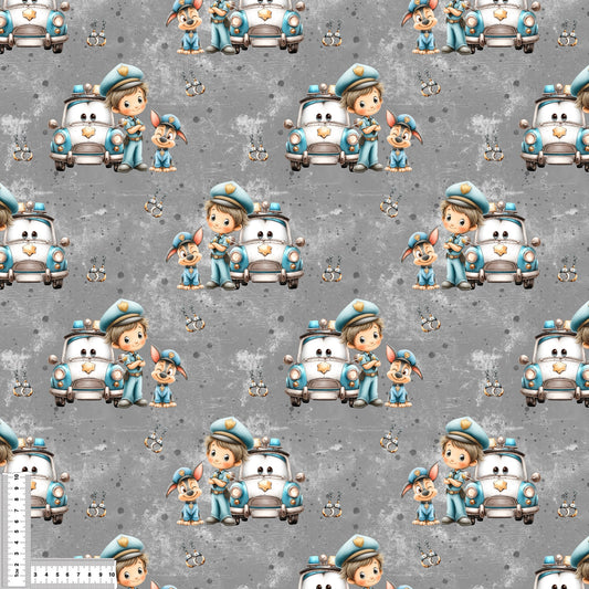 Stoffe Meterware "Mini-Polizei im Einsatz" - Jersey oder French Terry